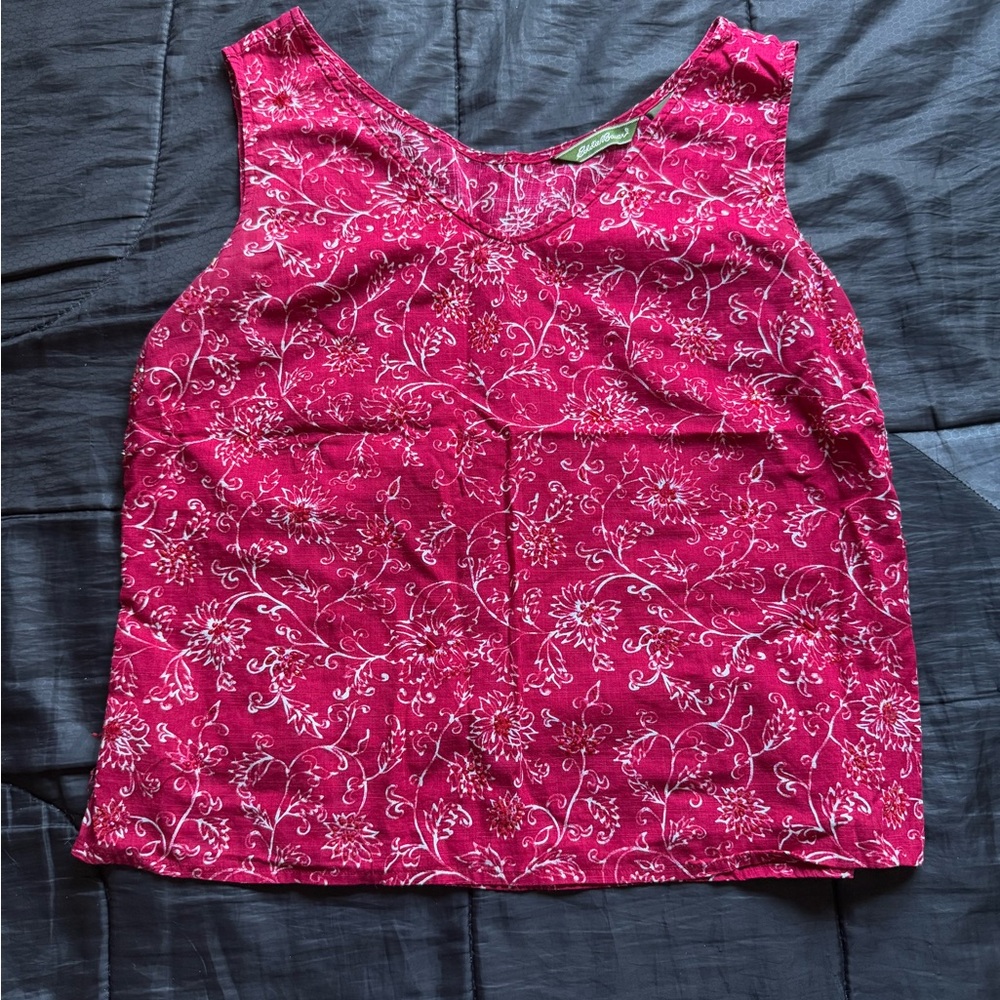 Eddie Bauer Floral Pink Sleeveless Top